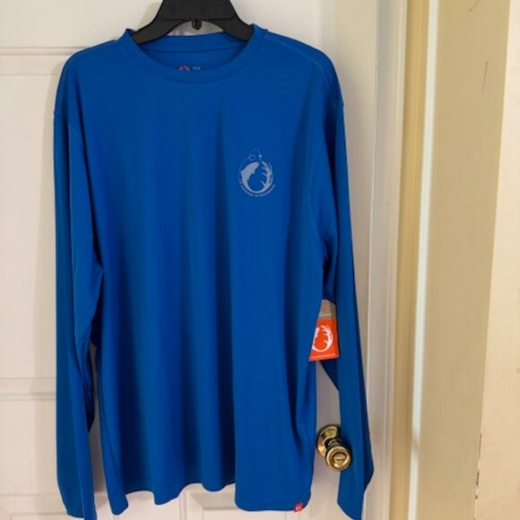 American Outdoorsman Mens TShirt UPF50 Long Sleeve Fishing Sky Diver Blue - Picture 1 of 3